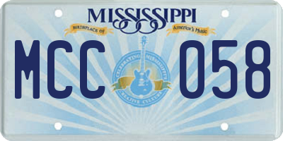 MS license plate MCC058
