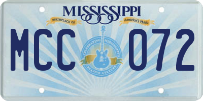 MS license plate MCC072