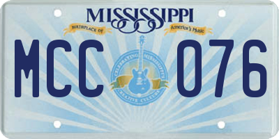 MS license plate MCC076