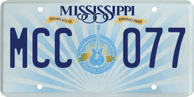 MS license plate MCC077