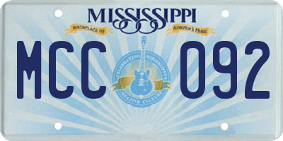 MS license plate MCC092