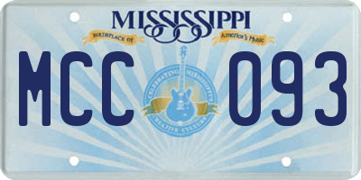 MS license plate MCC093