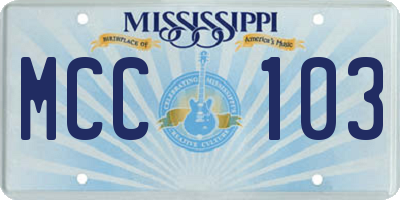 MS license plate MCC103