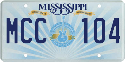 MS license plate MCC104