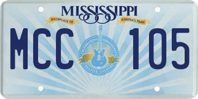 MS license plate MCC105