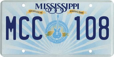 MS license plate MCC108