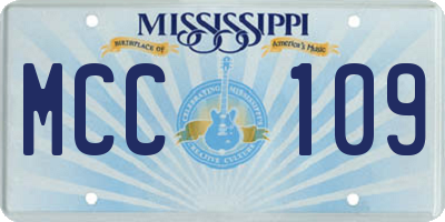 MS license plate MCC109
