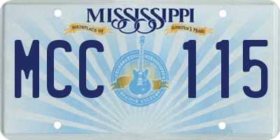MS license plate MCC115