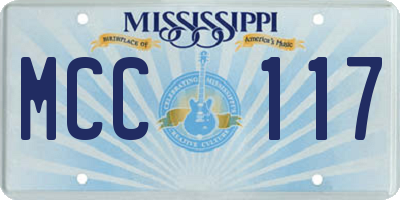 MS license plate MCC117
