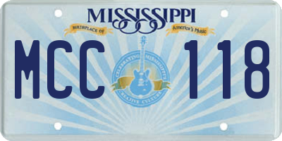 MS license plate MCC118