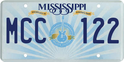 MS license plate MCC122