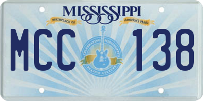 MS license plate MCC138