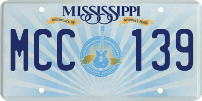 MS license plate MCC139