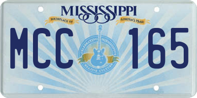 MS license plate MCC165
