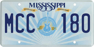 MS license plate MCC180