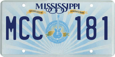 MS license plate MCC181