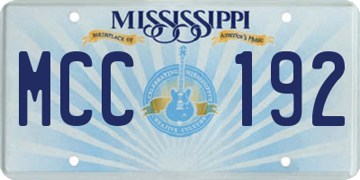 MS license plate MCC192