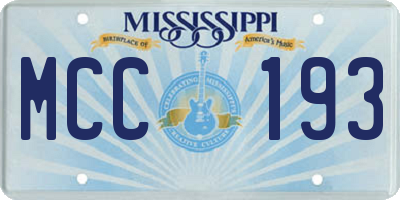MS license plate MCC193