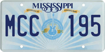 MS license plate MCC195