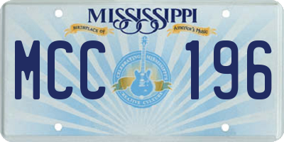 MS license plate MCC196