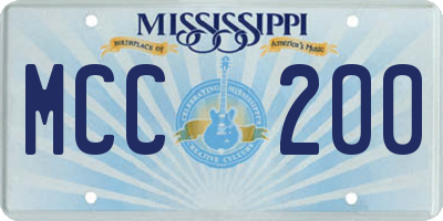 MS license plate MCC200