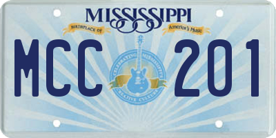 MS license plate MCC201