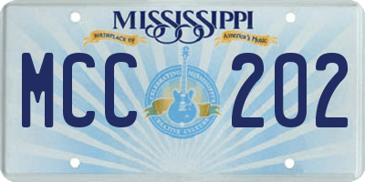 MS license plate MCC202