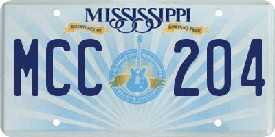 MS license plate MCC204