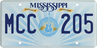 MS license plate MCC205