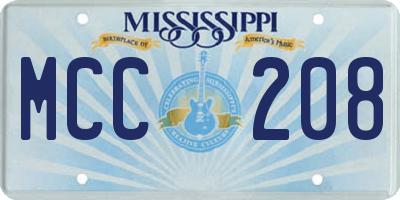 MS license plate MCC208