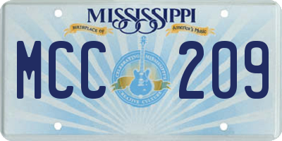 MS license plate MCC209