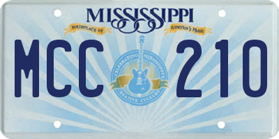 MS license plate MCC210