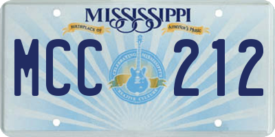 MS license plate MCC212