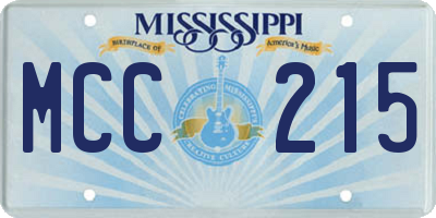 MS license plate MCC215