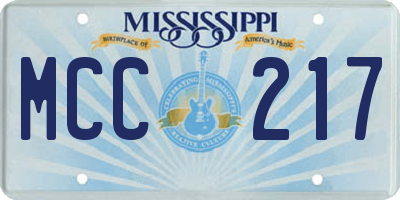 MS license plate MCC217