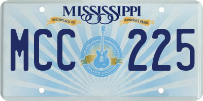 MS license plate MCC225