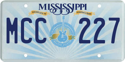 MS license plate MCC227