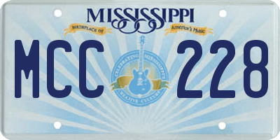 MS license plate MCC228