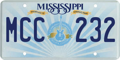 MS license plate MCC232