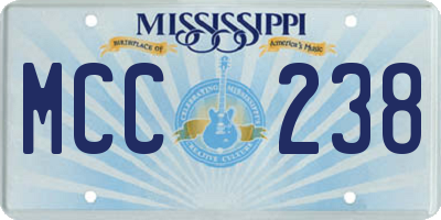 MS license plate MCC238