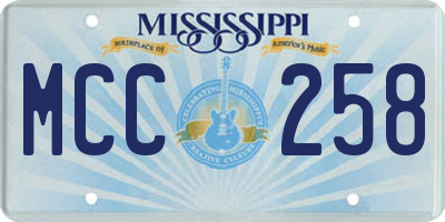 MS license plate MCC258