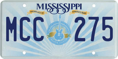 MS license plate MCC275