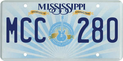 MS license plate MCC280