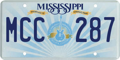 MS license plate MCC287