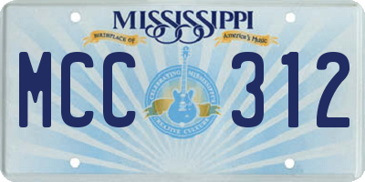 MS license plate MCC312