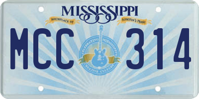 MS license plate MCC314