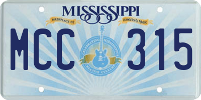 MS license plate MCC315
