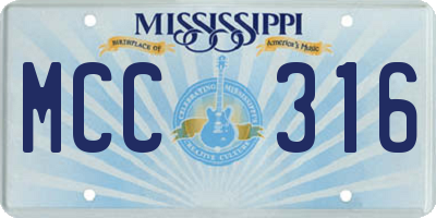 MS license plate MCC316