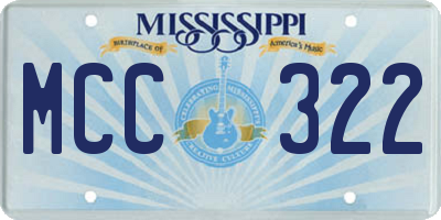 MS license plate MCC322