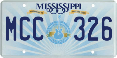 MS license plate MCC326